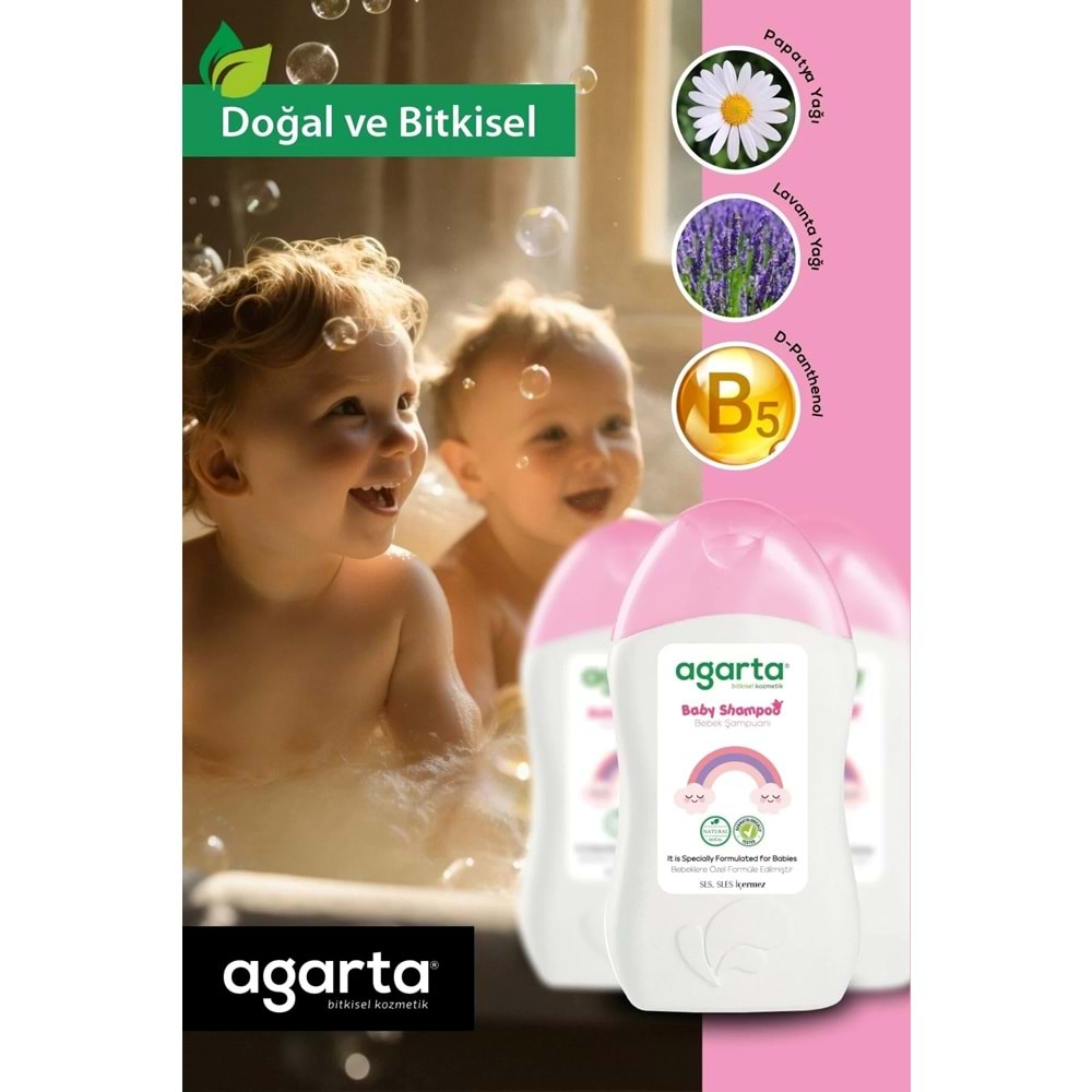 Agarta Doğal Kız Bebek Çocuk Şampuanı Saç ve Vücut 400 ML (3 Lü Set)