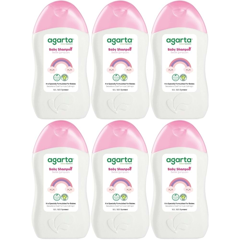 Agarta Doğal Kız Bebek Çocuk Şampuanı Saç ve Vücut 400 ML (6 Lı Set)