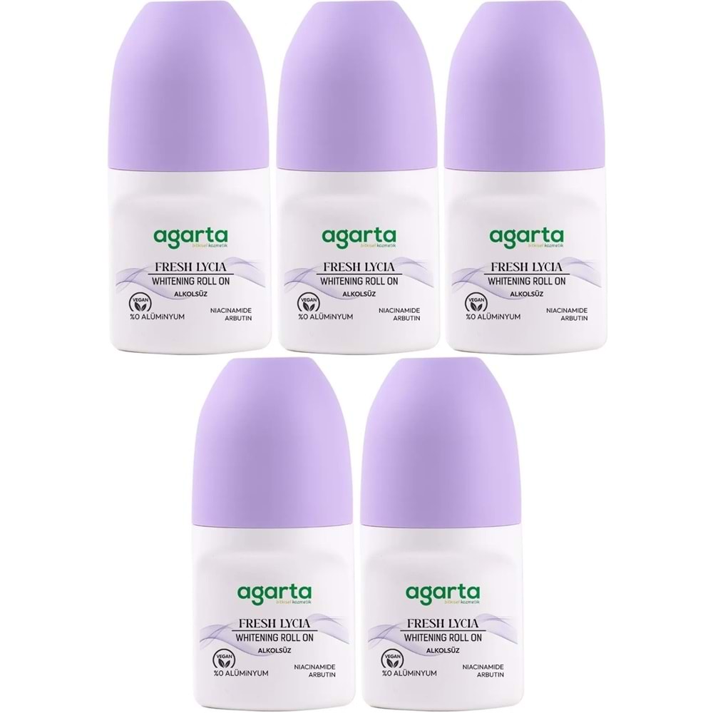Agarta Roll-On Kadın 50 ML Fresh Lycıa Sensatıon (24 Saat Etkili Ter Kokusu Önleyici) (5 Li Set)