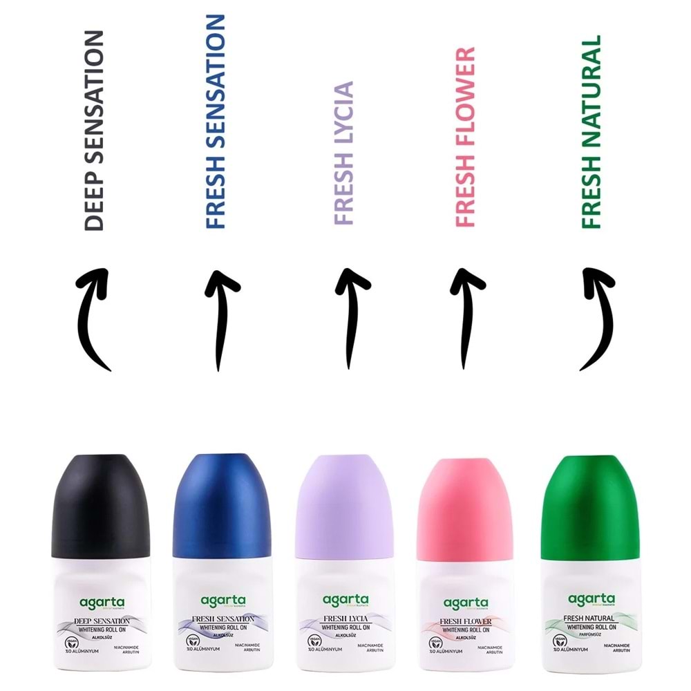 Agarta Roll-On Erkek 50 ML Fresh Sensatıon (24 Saat Etkili Ter Kokusu Önleyici) (5 Li Set)