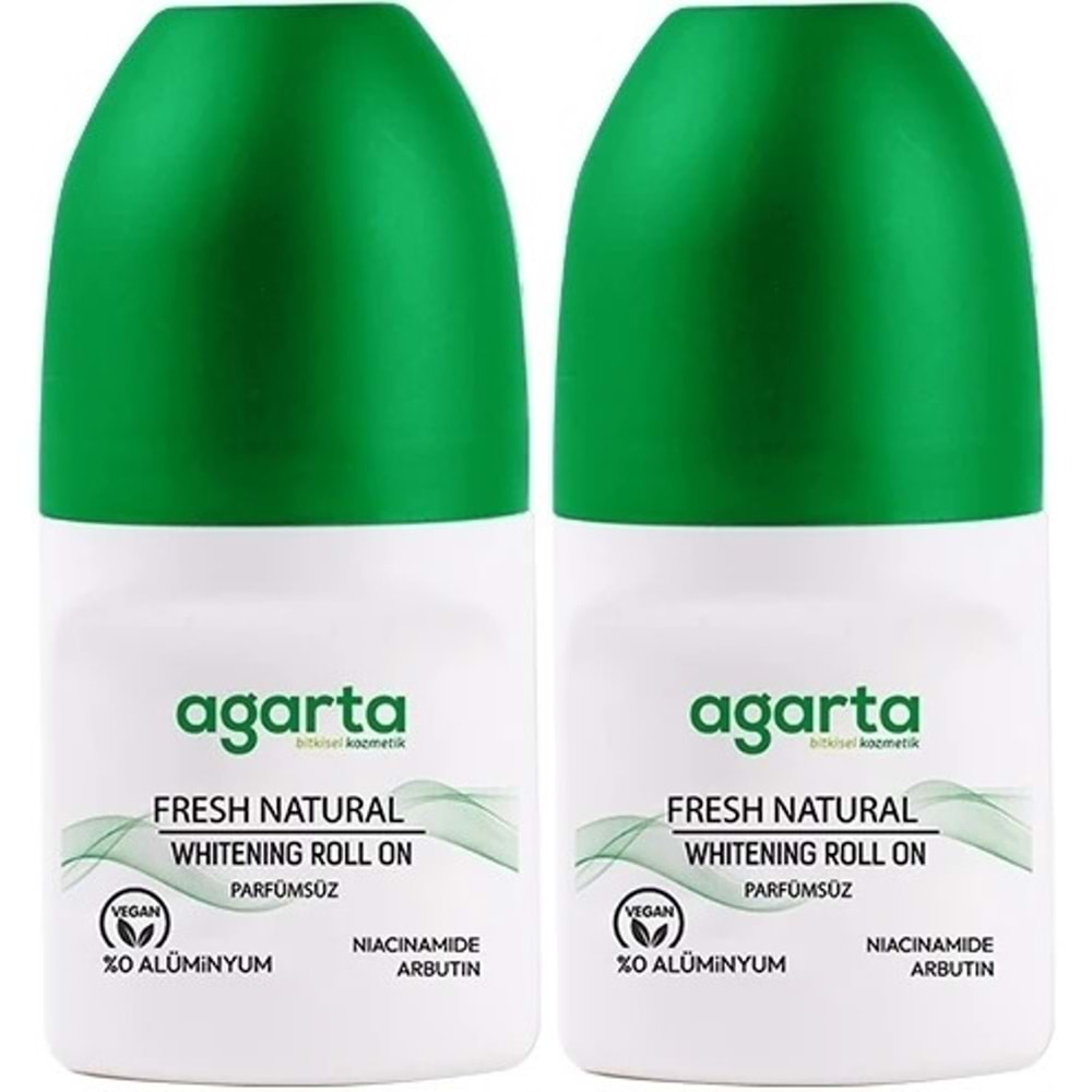 Agarta Roll-On Unisex 50 ML Parfümsüz Natural (24 Saat Etkili Ter Kokusu Önleyici) (2 Li Set)