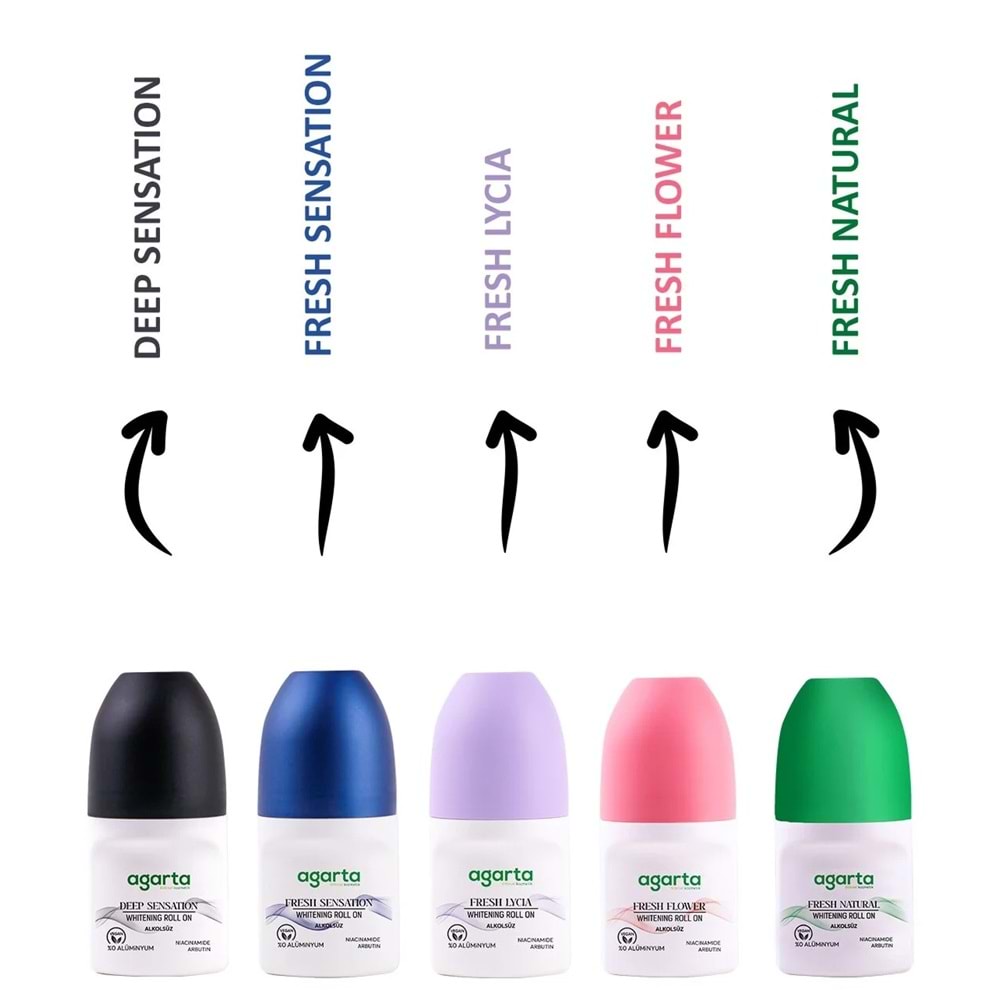 Agarta Roll-On Unisex 50 ML Parfümsüz Natural (24 Saat Etkili Ter Kokusu Önleyici) (6 Lı Set)