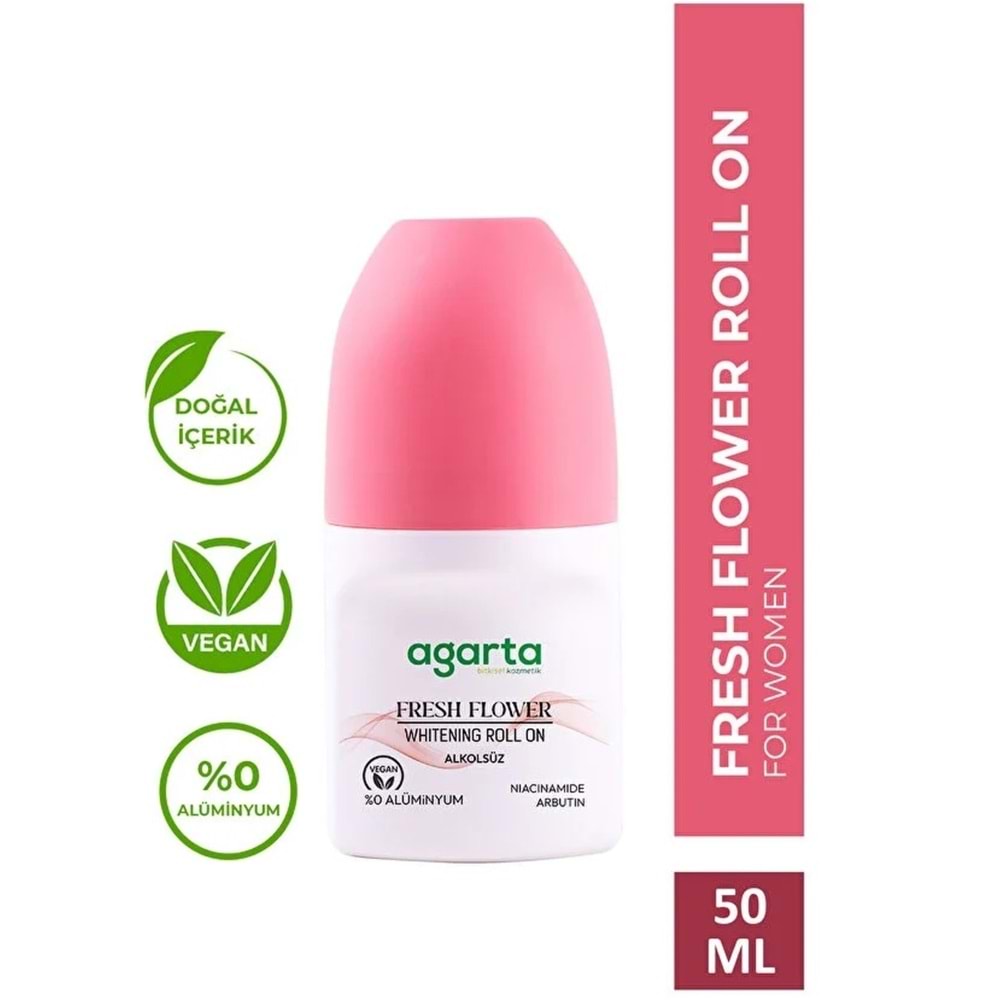 Agarta Roll-On Kadın 50 ML (Fresh Flower-Lycıa-Patchoulı Deep-Sensatıon-Natural) (5 Li Karma Set)