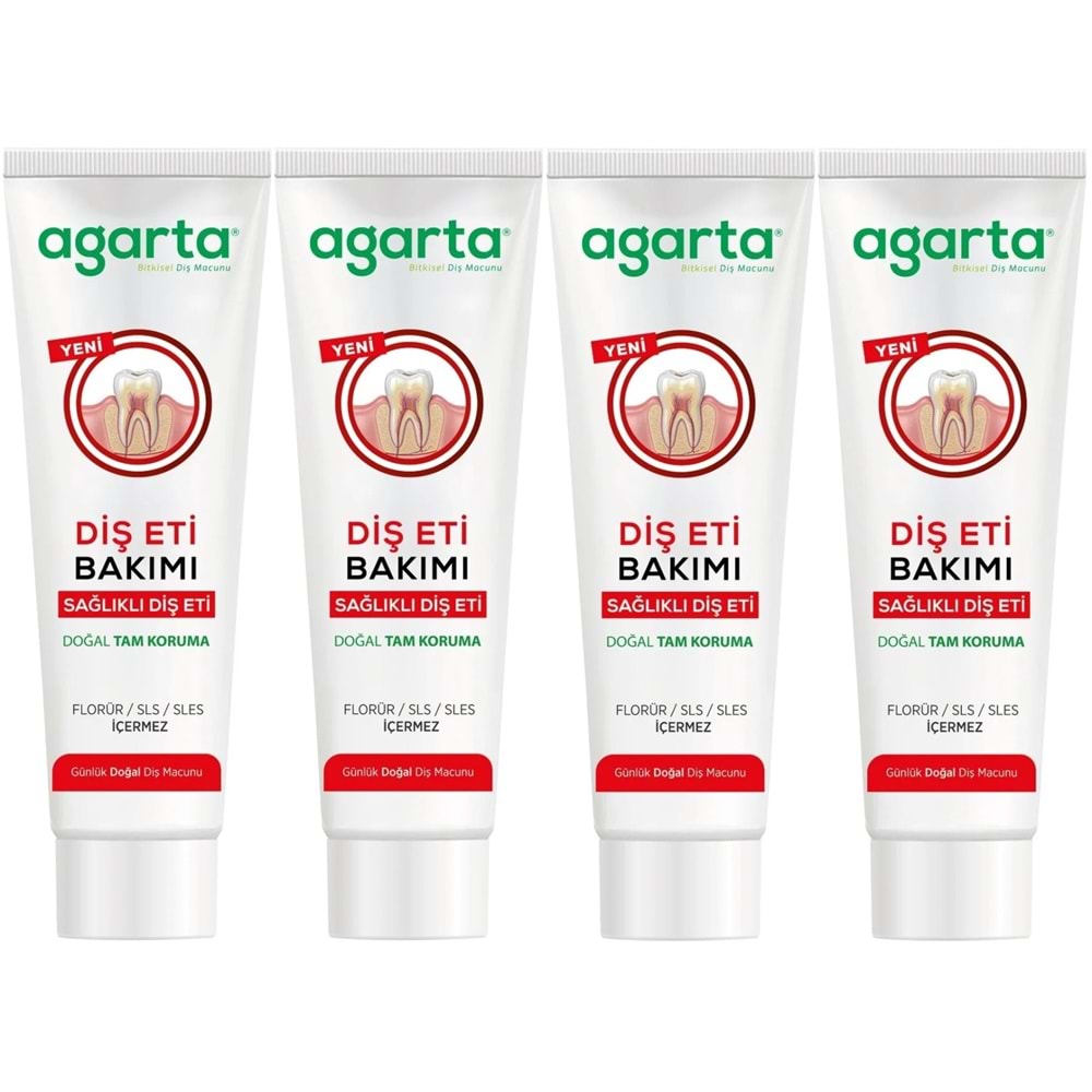 Agarta Doğal Tam koruma Diş Macunu 90 ML Diş Eti Bakımı & Plak Karşıtı (4 Lü Set)