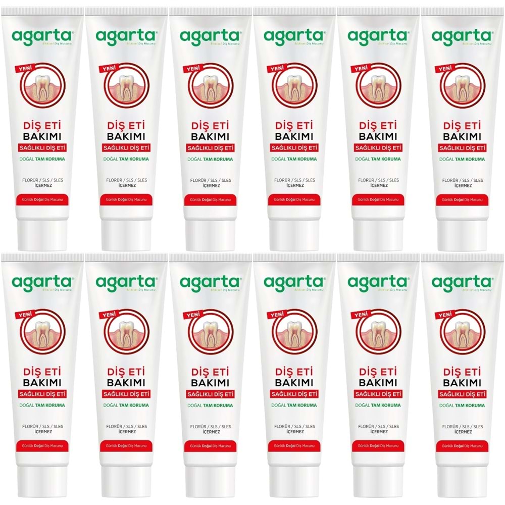 Agarta Doğal Tam koruma Diş Macunu 90 ML Diş Eti Bakımı & Plak Karşıtı (12 Li Set)