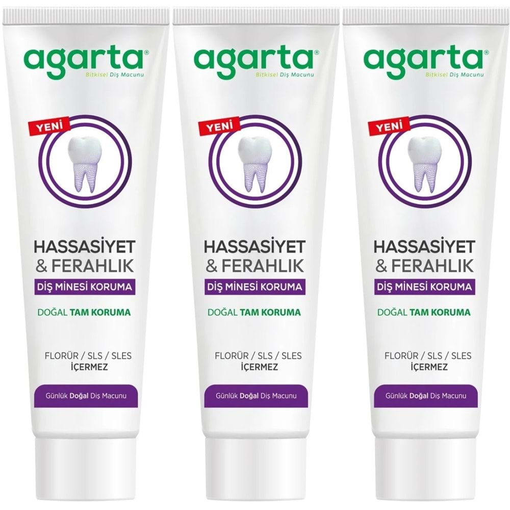 Agarta Doğal Tam koruma Diş Macunu 90 ML Hassasiyet & Ferahlık (3 Lü Set)