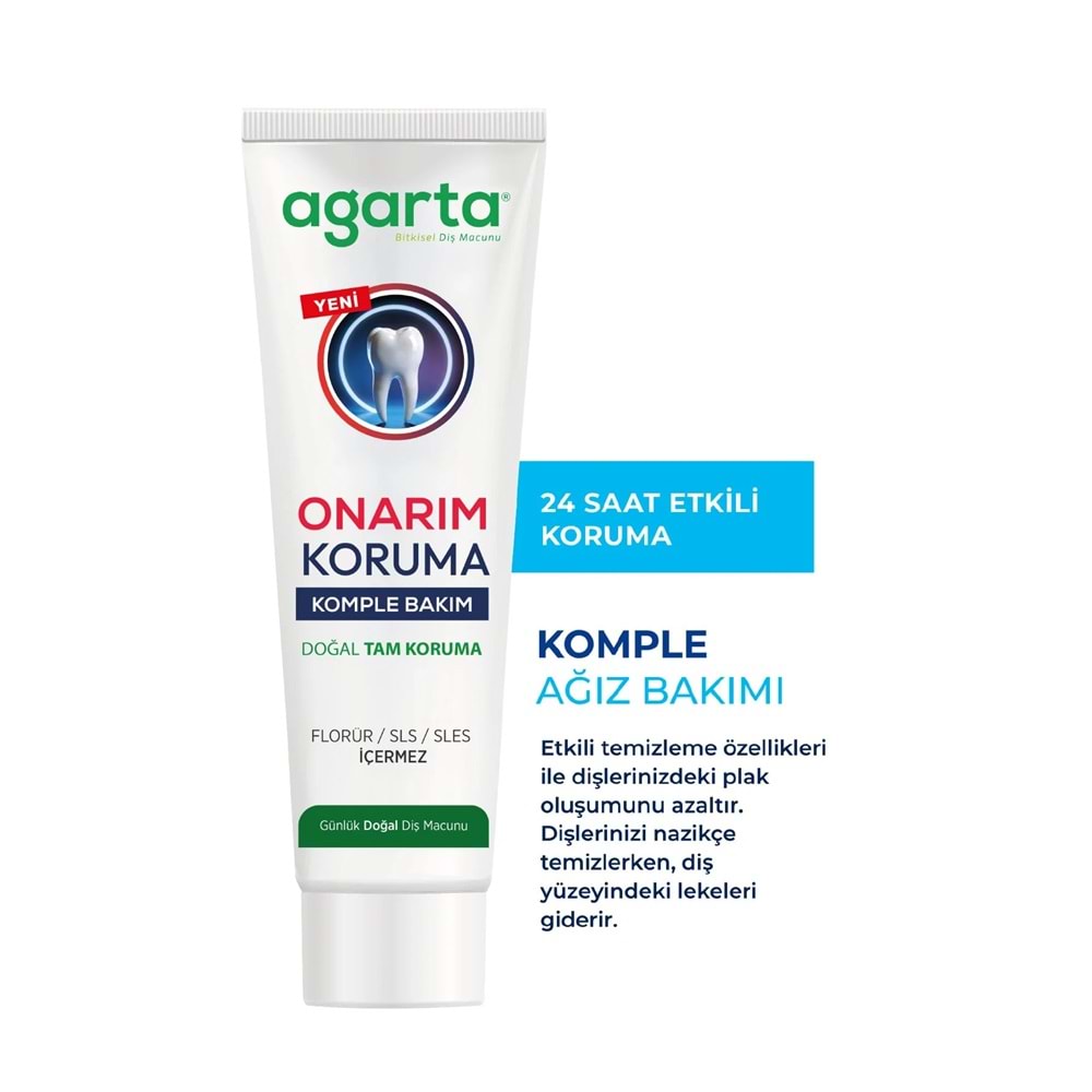 Agarta Doğal Tam koruma Diş Macunu 75 ML Gün Boyu Koruma & Onarım - Koruma 90 ML (Karma 2 Li Set)
