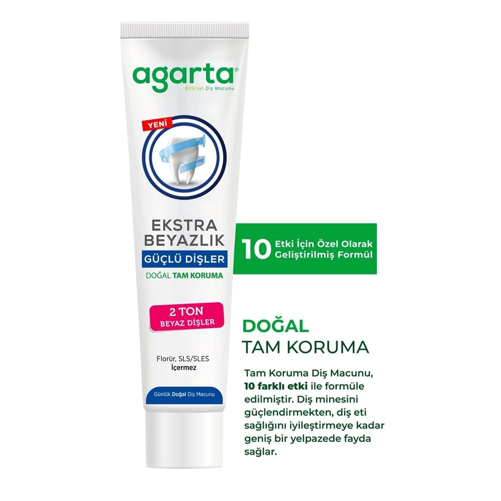 Agarta Doğal Tam koruma Diş Macunu 75 ML Ekstra Beyazlık & Diş Eti Bakımı 90 ML (Karma 2 Li Set)