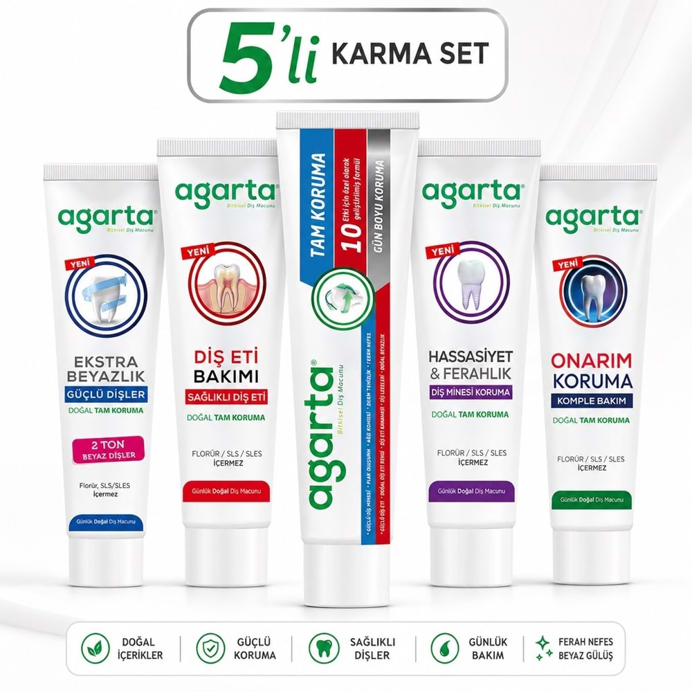 Agarta Doğal Tam koruma Diş Macunu (Karma 5 Li Set)