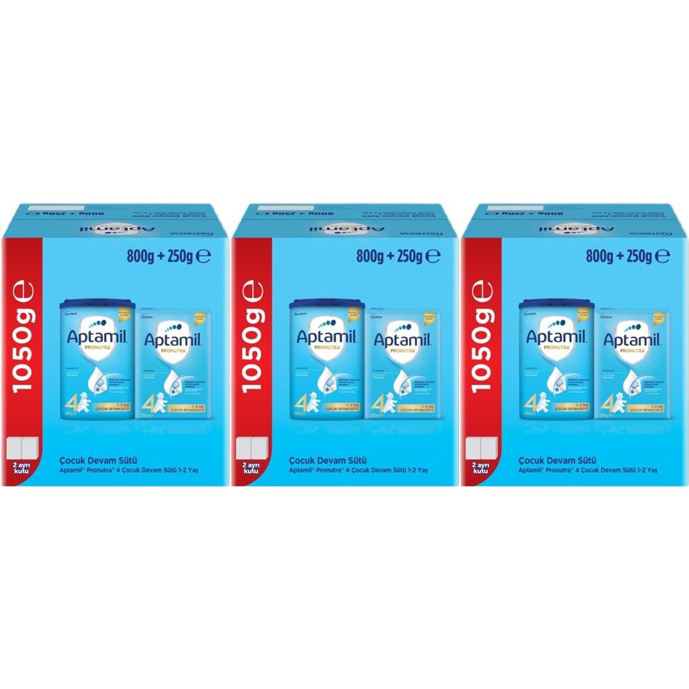 Nutrıcıa Aptamil Pronutra 1050GR (800+250GR) Devam Sütü No:4 (1 Yaş ve Üzeri) Avantaj Pk (3 Lü Set)