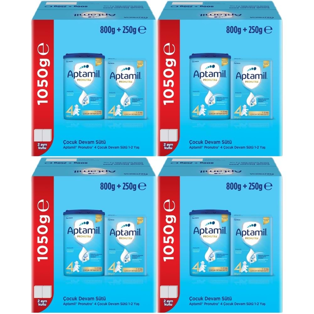 Nutrıcıa Aptamil Pronutra 1050GR (800+250GR) Devam Sütü No:4 (1 Yaş ve Üzeri) Avantaj Pk (4 Lü Set)