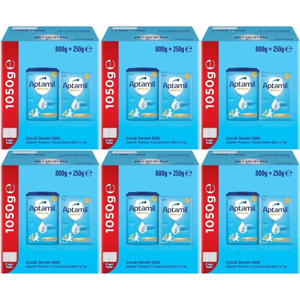 Nutrıcıa Aptamil Pronutra 1050GR (800+250GR) Devam Sütü No:4 (1 Yaş ve Üzeri) Avantaj Pk (6 Lı Set)