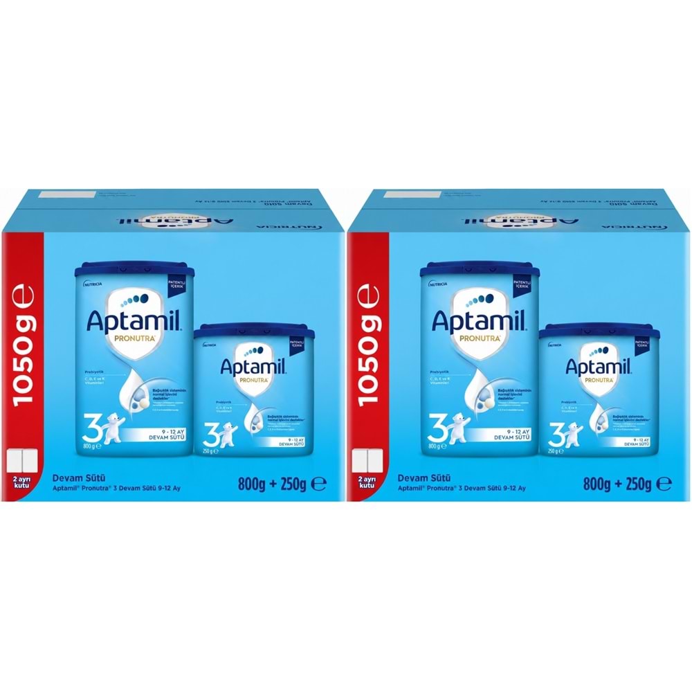 Nutrıcıa Aptamil Pronutra 1050GR (800+250GR) Devam Sütü No:3 (9-12 Ay) Avantaj Pk (2 Li Set)