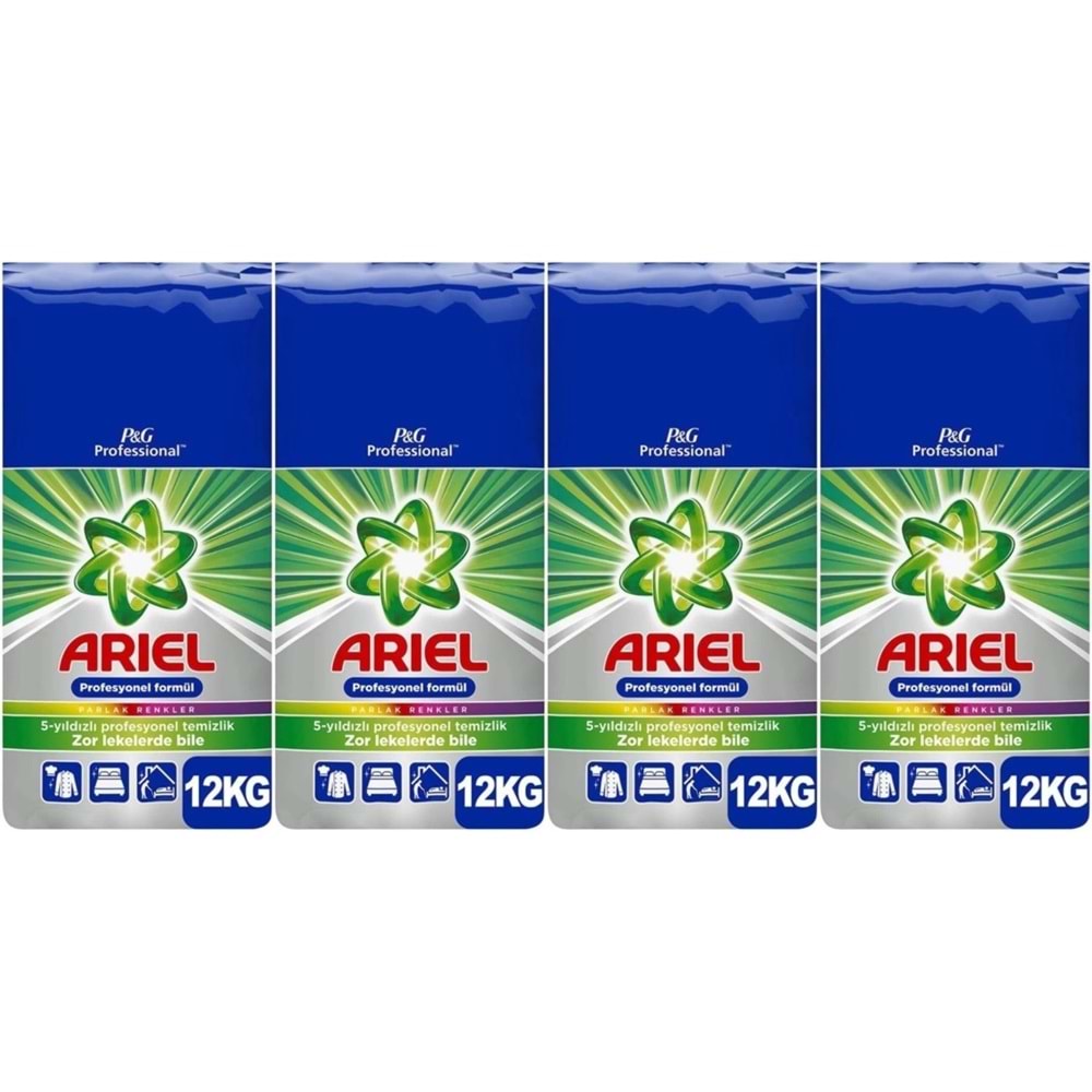 Ariel Matik Toz Çamaşır Deterjanı 48KG Parlak Renkler (4PK*12KG) (320 Yıkama)