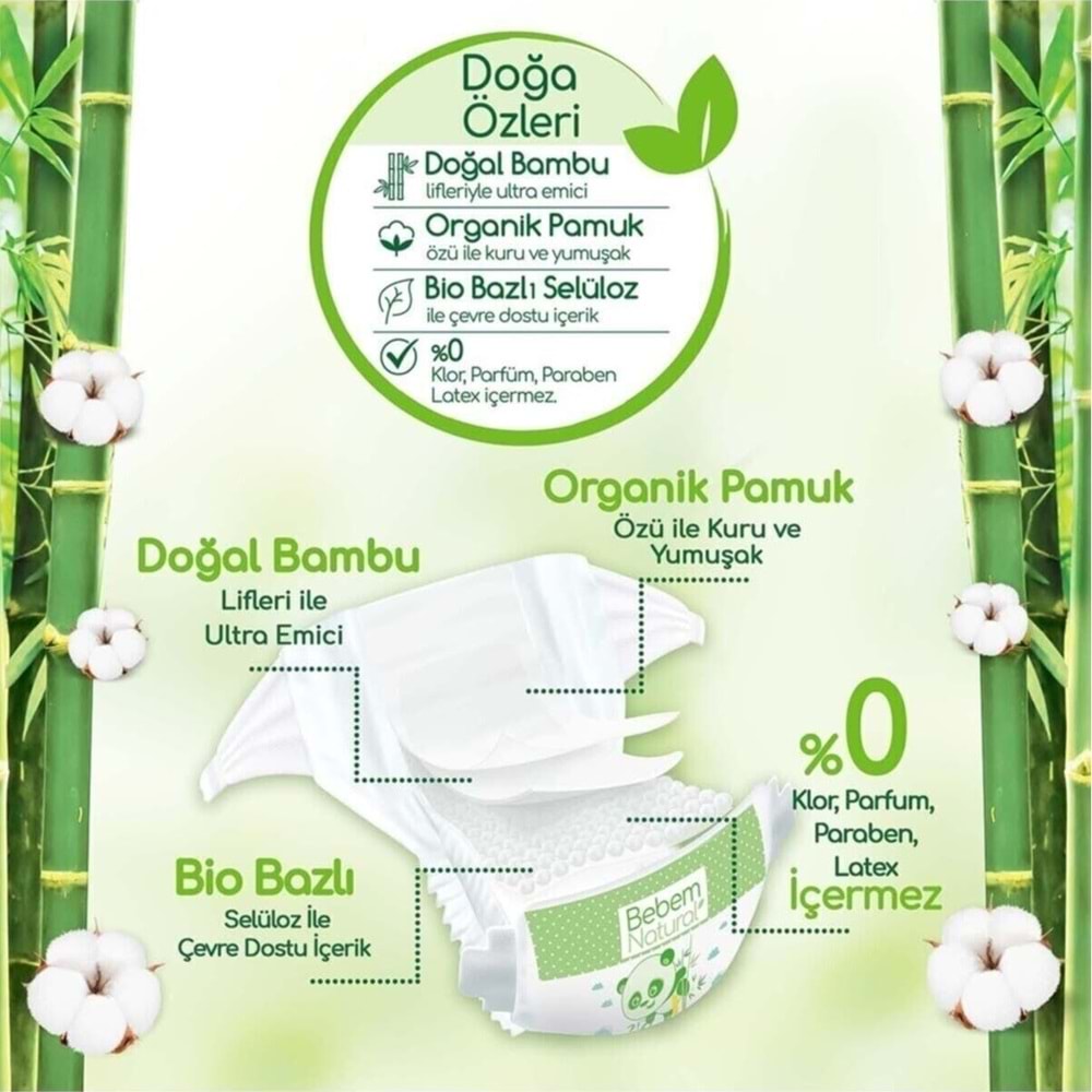 Bebem Bebek Bezi Natural 3 Beden 4-9 KG Midi 336 Adet Ekstra Fırsat Pk