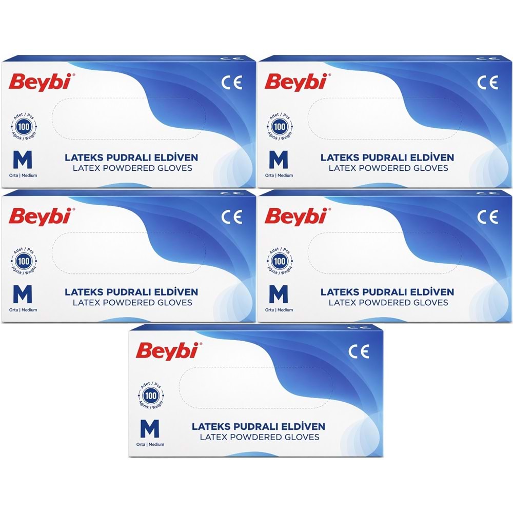 Beybi Lateks Pudralı Muayene Eldiveni M - Medium - Orta 500 Lü Set