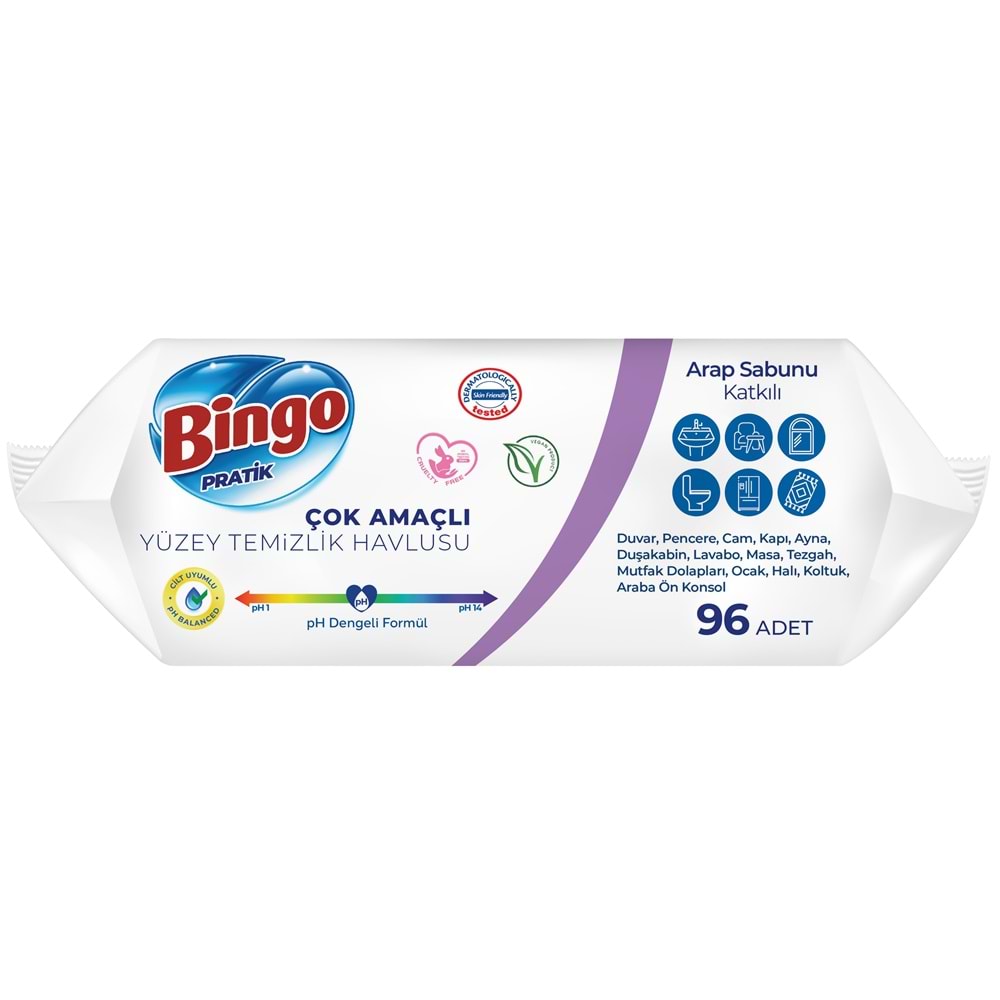 Bingo Clean Yüzey Temizlik Havlusu (Karma 6 Lı Set) (Beyaz Sabun/Limon Kokulu/Lavanta Kokulu)