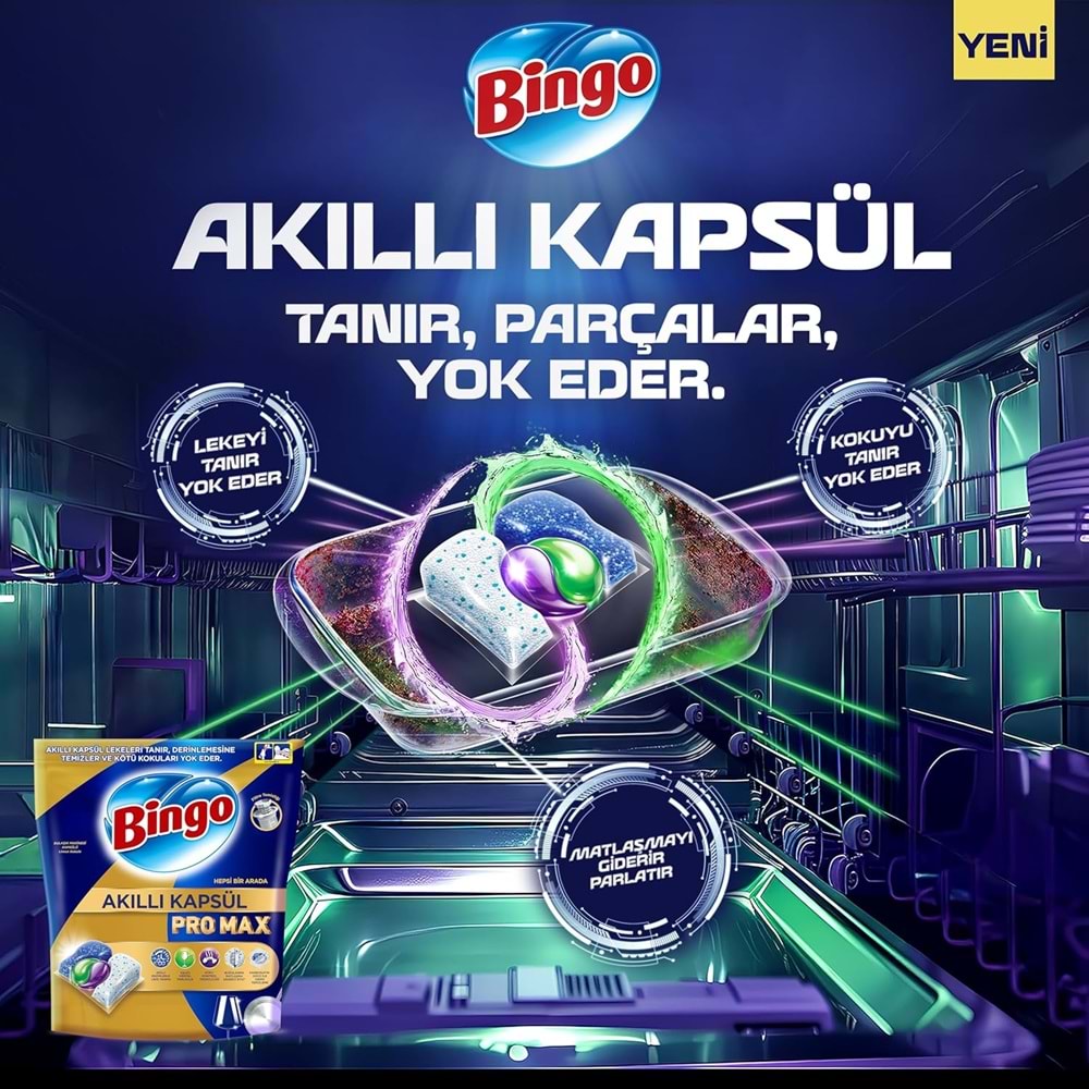 Bingo Akıllı Kapsül Pro Bulaşık Makinesi Deterjanı Tableti 320 Adet Limon Kokulu (4PK*80)