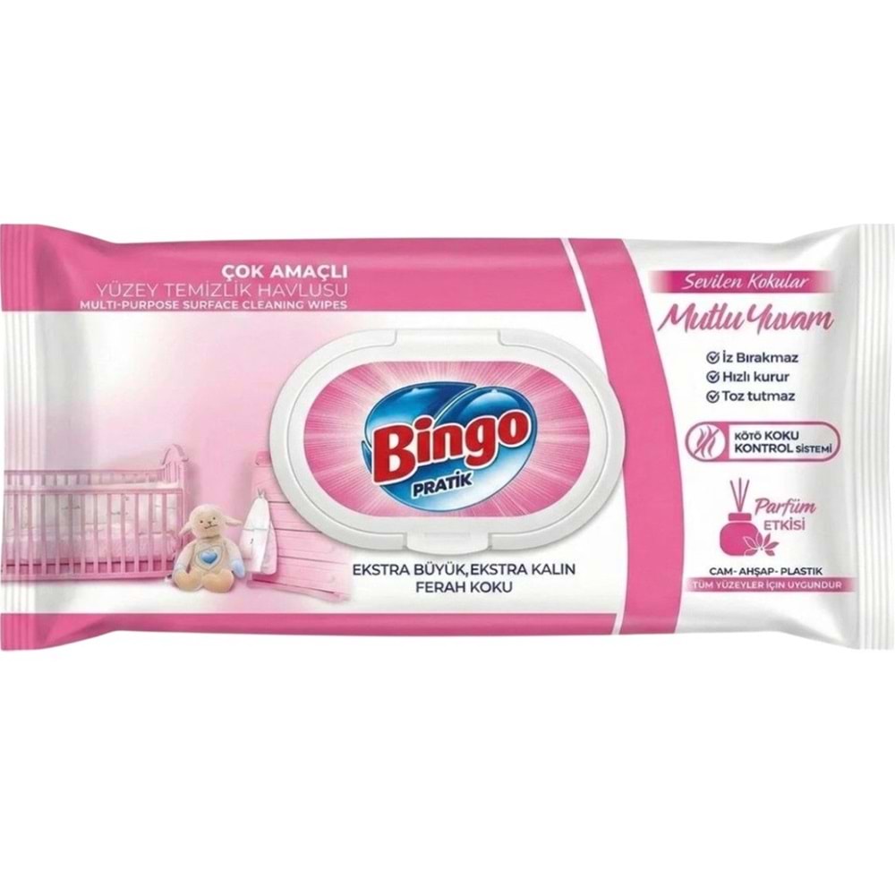 Bingo Clean Yüzey Temizlik Havlusu 96 Yaprak Sevilen Kokular Mutlu Yuvam (9 Lu Set) 864 Yaprak