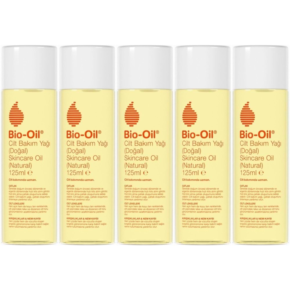 Bio-Oil %100 Natural Çatlak & Leke Karşıtı Nemlendirici Doğal Cilt Bakım Yağı 125ML (5 Li Set)