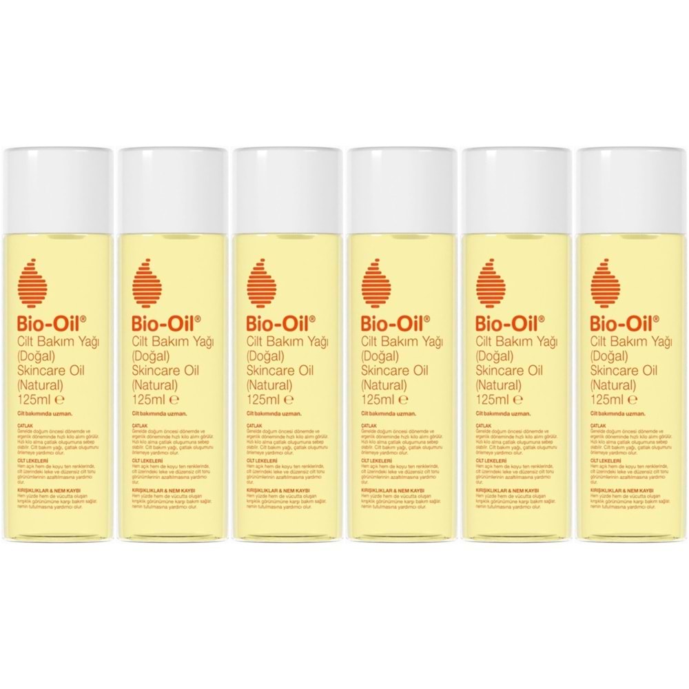 Bio-Oil %100 Natural Çatlak & Leke Karşıtı Nemlendirici Doğal Cilt Bakım Yağı 125ML (6 Lı Set)