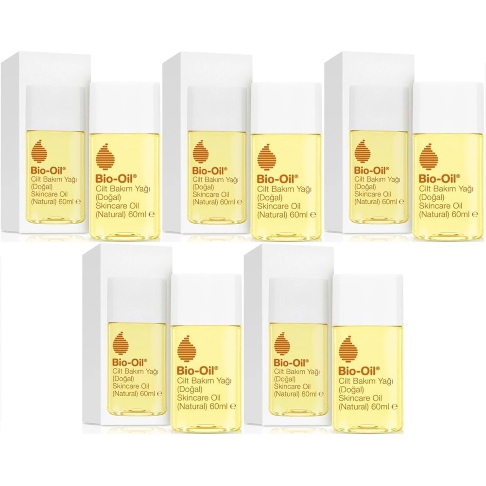 Bio-Oil %100 Natural Çatlak Karşıtı & Leke Karşıtı Nemlendirici Doğal Cilt Bakım Yağı 60ML (5Li Set)