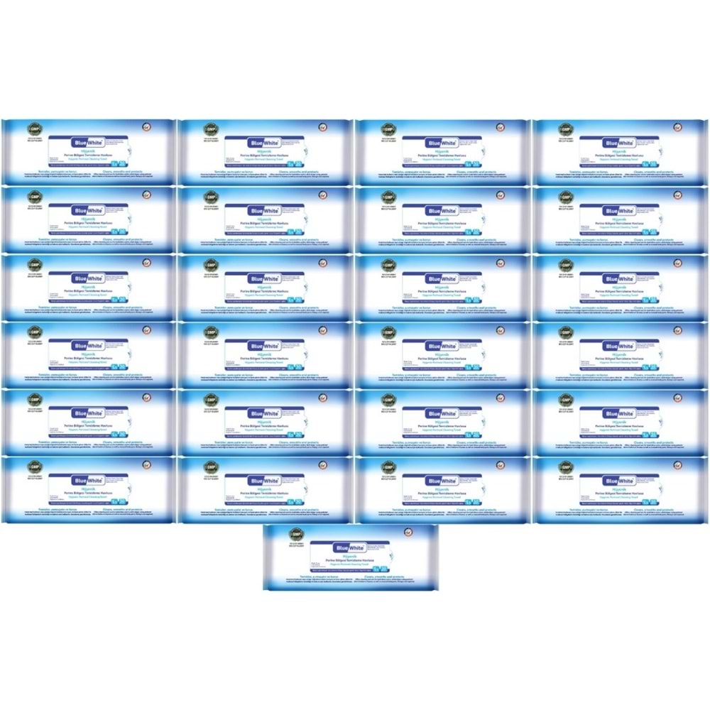 BlueWhite Yetişkin Perine Bölgesi Temizleme Mendil-Havlusu (25 li set) 50 Yaprak Hijyenik
