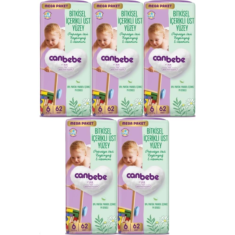 Canbebe Bebek Bezi 6 Beden 15-27 KG Exstra large 310 Adet MeGa Fırsat Pk