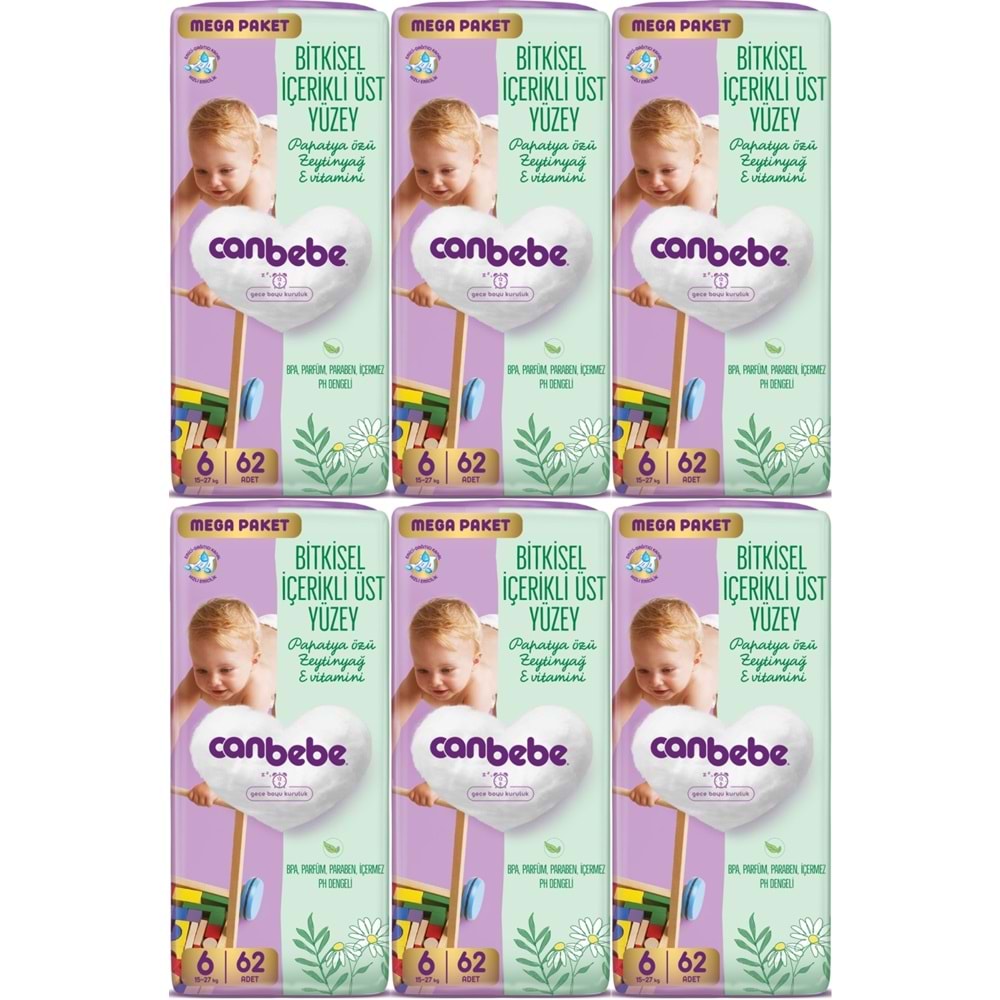 Canbebe Bebek Bezi 6 Beden 15-27 KG Exstra large 372 Adet MeGa Ekstra Fırsat Pk
