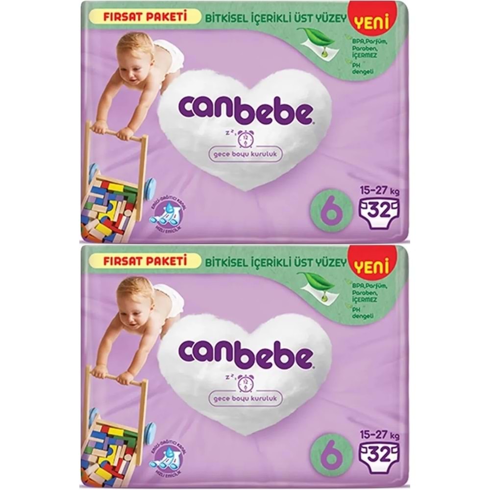 Canbebe Bebek Bezi 6 Beden 15-27 KG Extra Large 64 Adet Ekonomik Fırsat Pk