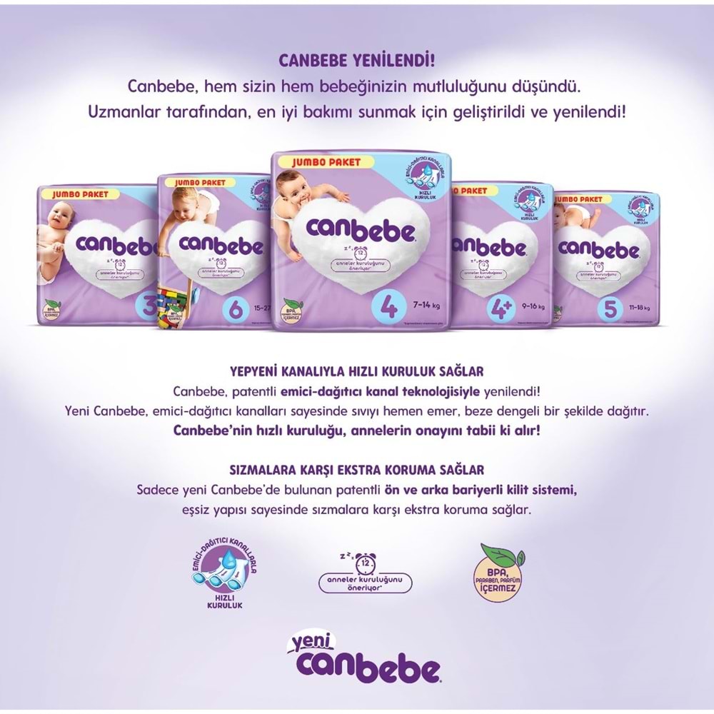 Canbebe Bebek Bezi 6 Beden 15-27 KG Extra Large 64 Adet Ekonomik Fırsat Pk