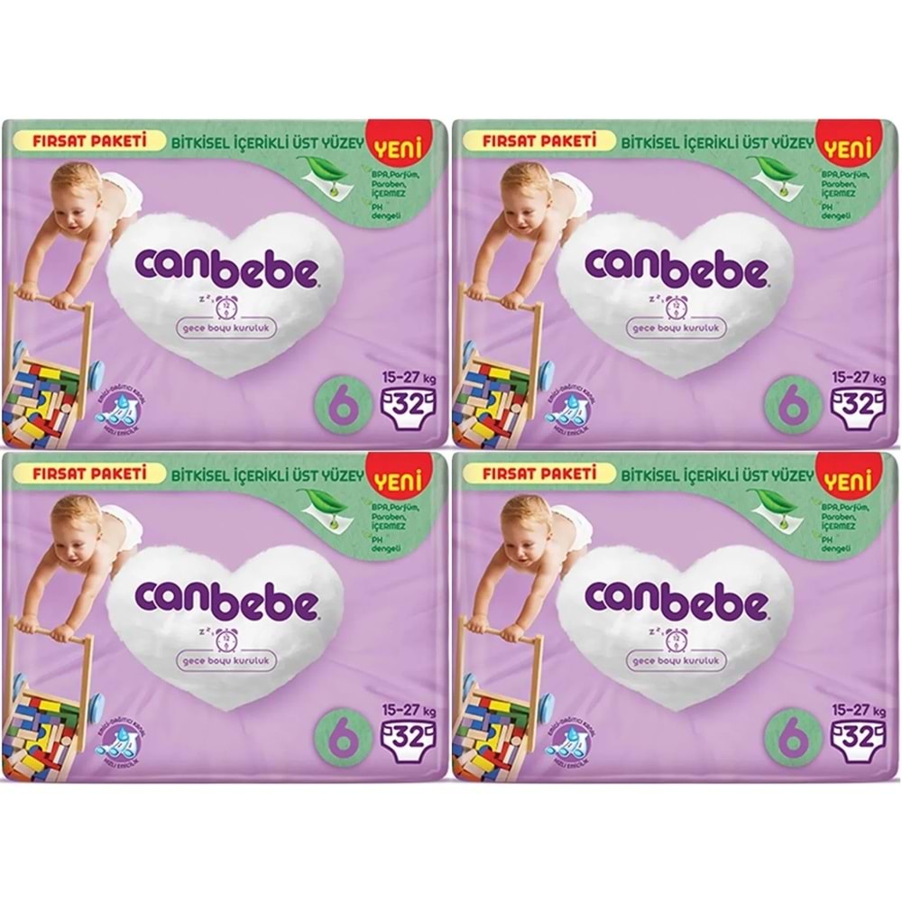 Canbebe Bebek Bezi 6 Beden 15-27 KG Extra Large 128 Adet Avantaj Fırsat Pk