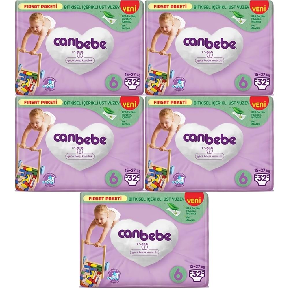 Canbebe Bebek Bezi 6 Beden 15-27 KG Extra Large 160 Adet MeGa Fırsat Pk