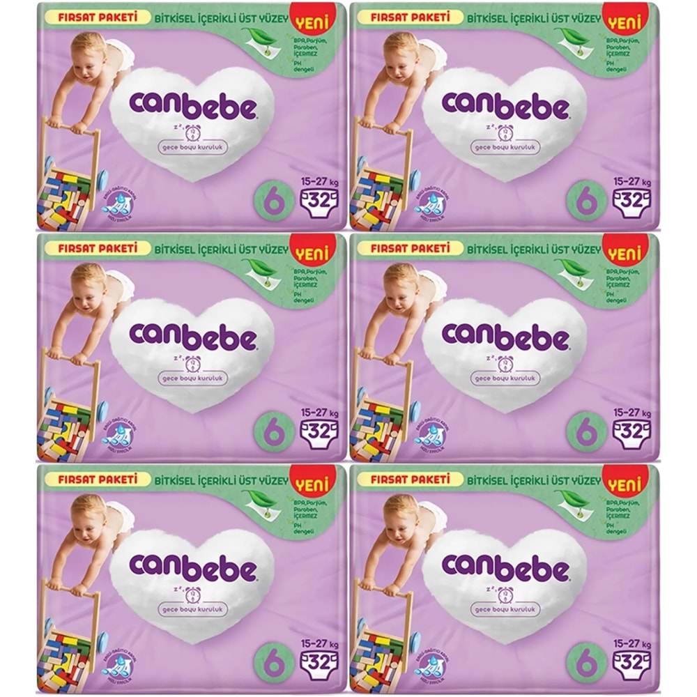 Canbebe Bebek Bezi 6 Beden 15-27 KG Extra Large 192 Adet Exstra Fırsat Pk