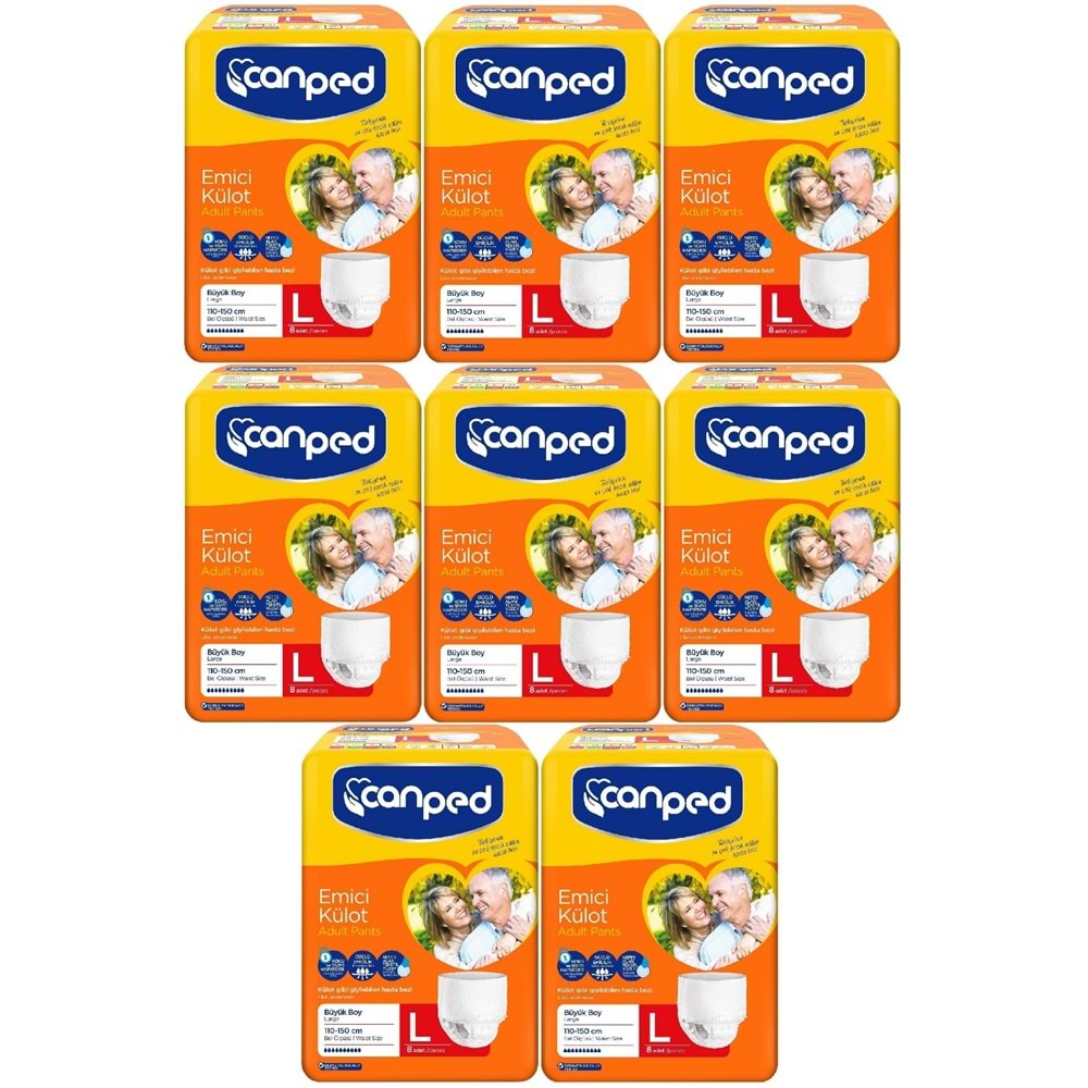 Canped Emici Külot Yetişkin Bezi Büyük-Large 64 Adet (8Pk*8)