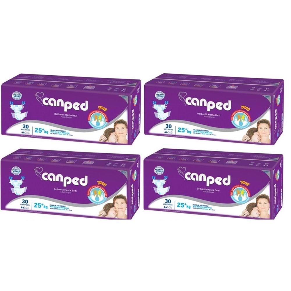 Canped Yetişkin Bezi Çoçuklar İçin Bel Bantlı Tekstil Yüzeyli 120 Adet XS (4PK*30)