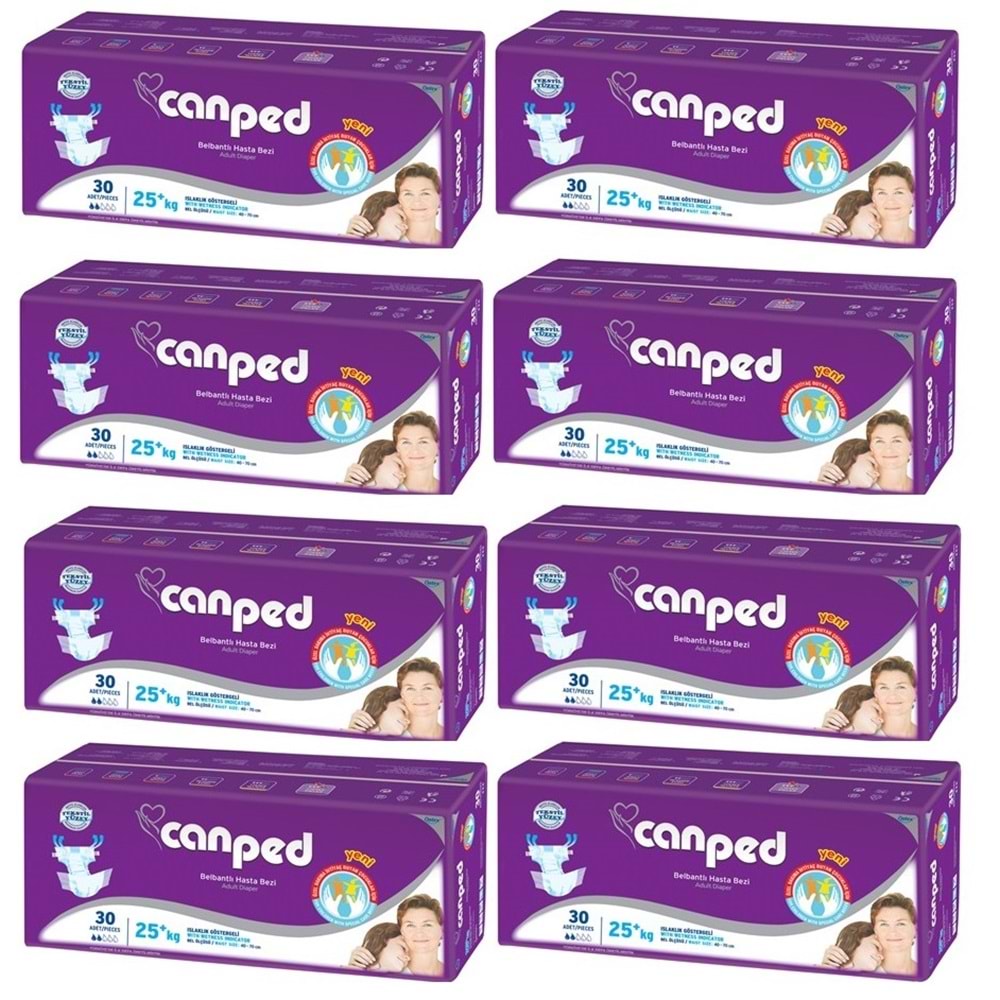 Canped Yetişkin Bezi Çoçuklar İçin Bel Bantlı Tekstil Yüzeyli 240 Adet XS (8PK*30)