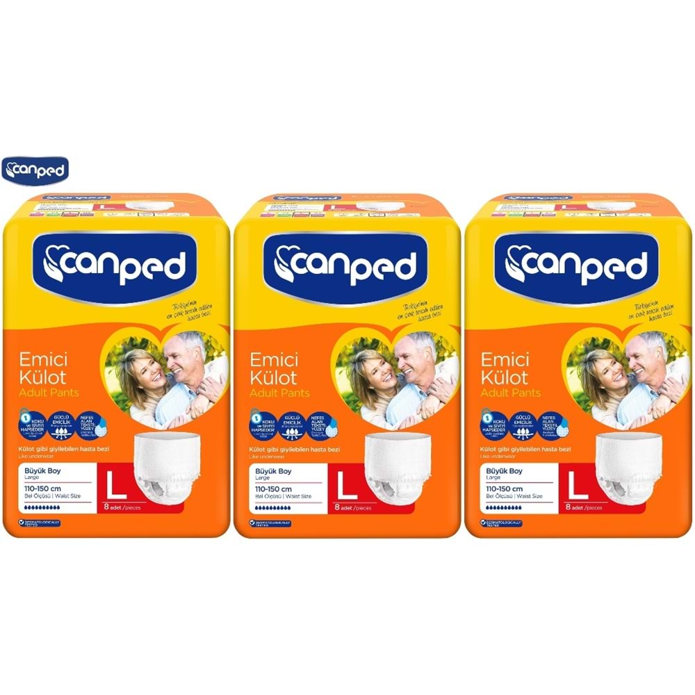 Canped Emici Külot Yetişkin Bezi Büyük-Large 24 Adet (3Pk*8)