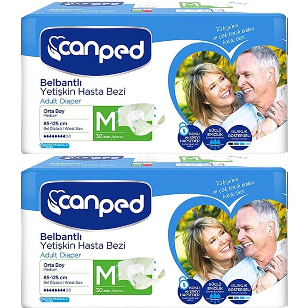 Canped Yetişkin Bezi Bel Bantlı Polietilen M - Orta - Medium 60 Adet