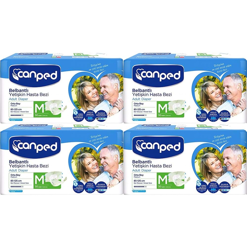 Canped Yetişkin Bezi Bel Bantlı Polietilen M - Orta - Medium 120 Adet