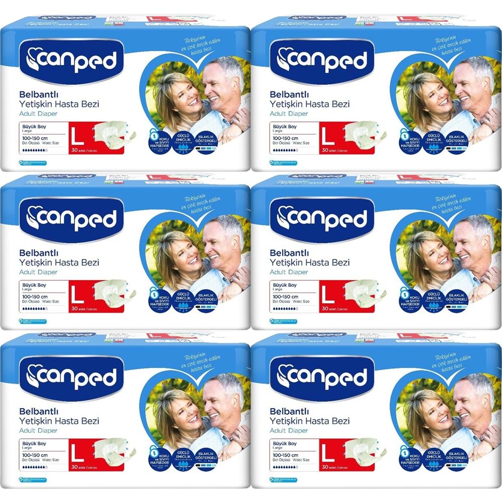 Canped Yetişkin Bezi Bel Bantlı Polietilen L - Büyük - Large 180 Adet
