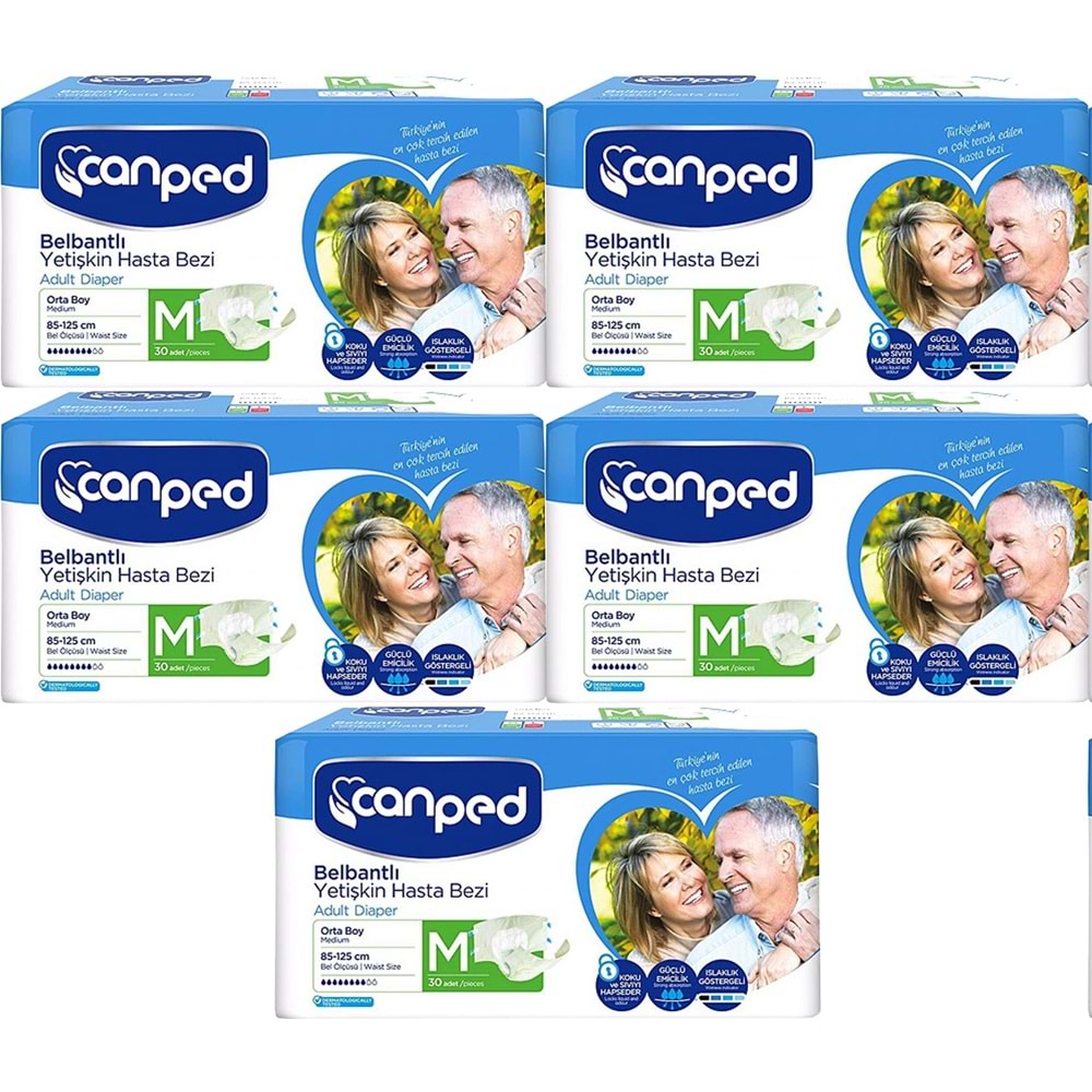 Canped Yetişkin Bezi Bel Bantlı Polietilen M - Orta - Medium 150 Adet