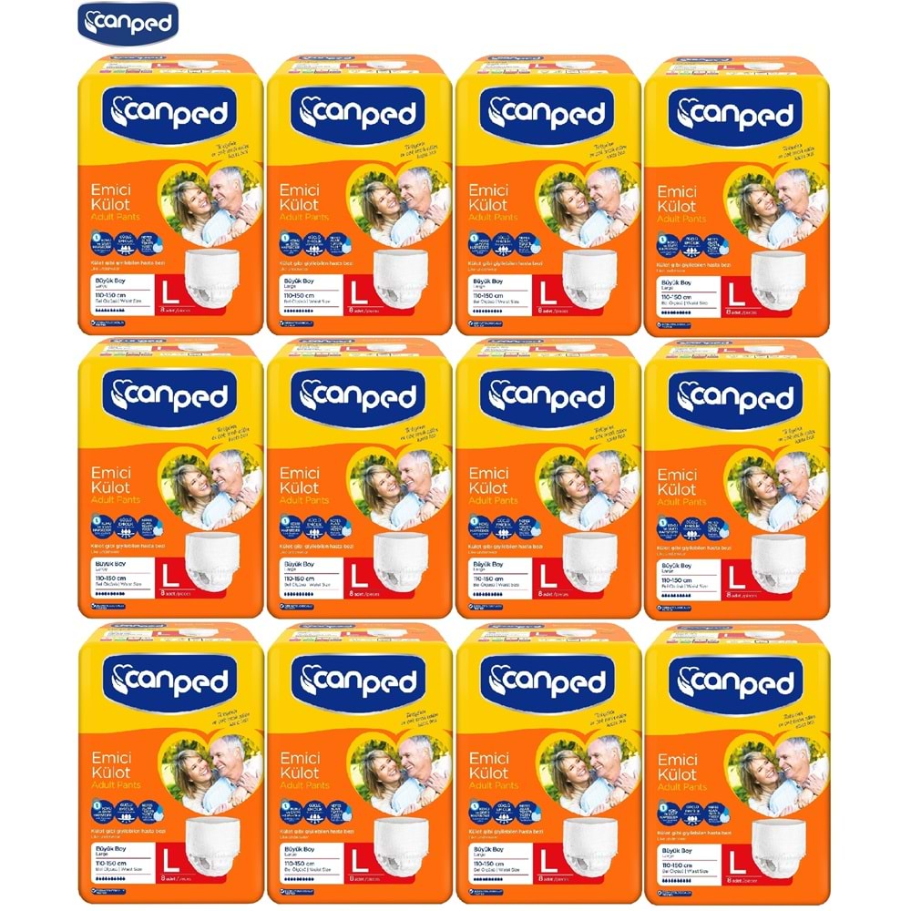 Canped Emici Külot Yetişkin Bezi Büyük-Large 96 Adet (12Pk*8)