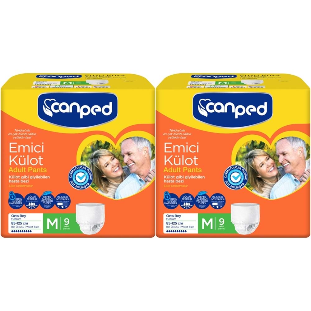 Canped Emici Külot Yetişkin Bezi M - Orta 18 Adet (2PK*9)