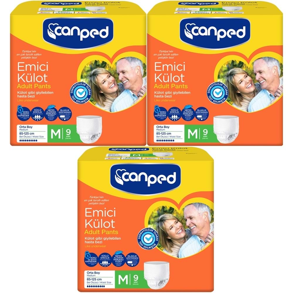 Canped Emici Külot Yetişkin Bezi M - Orta 27 Adet (3PK*9)