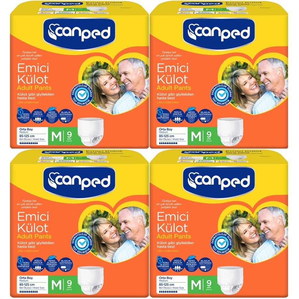 Canped Emici Külot Yetişkin Bezi M - Orta 36 Adet (4PK*9)
