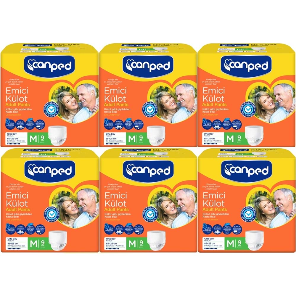 Canped Emici Külot Yetişkin Bezi M - Orta 54 Adet (6PK*9)