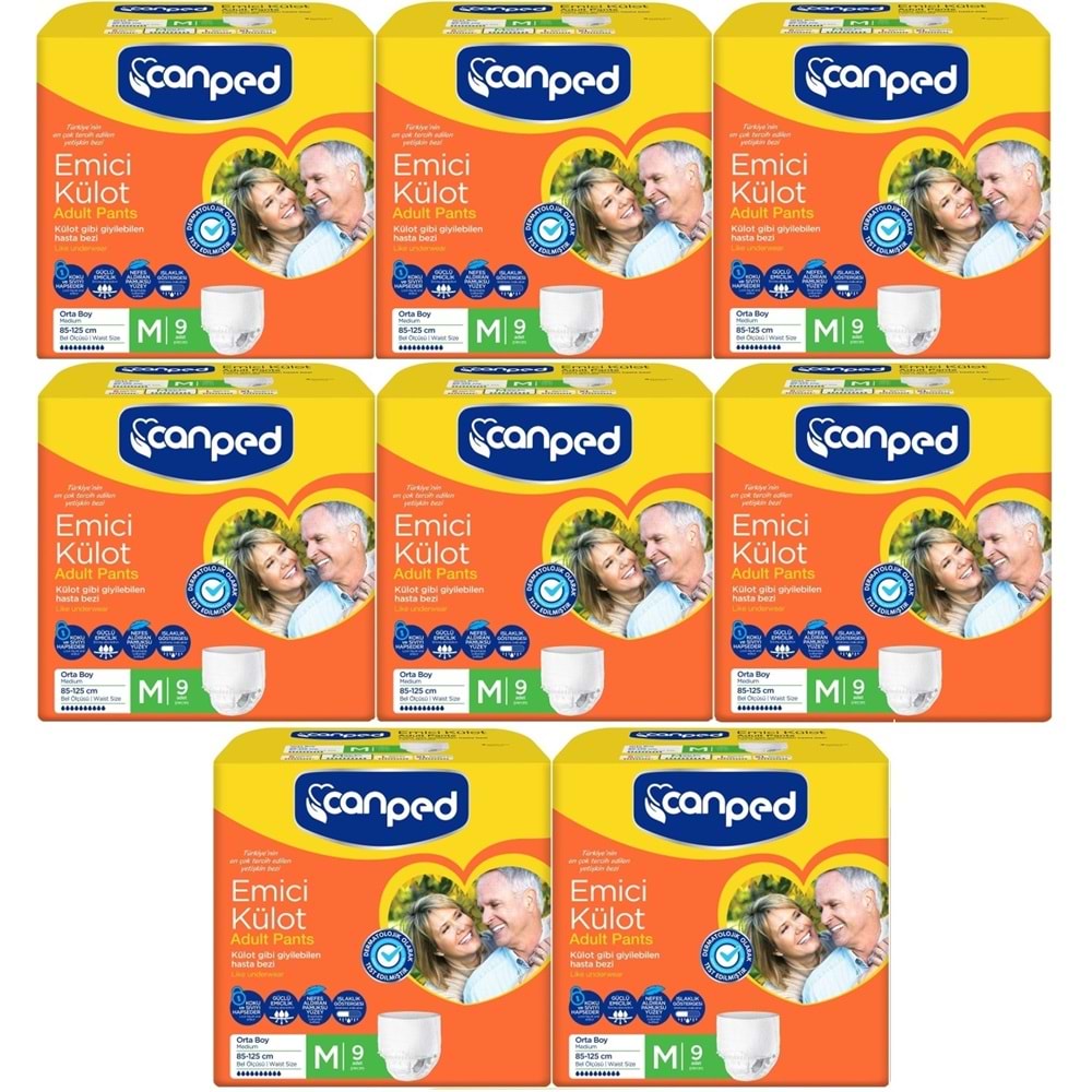 Canped Emici Külot Yetişkin Bezi M - Orta 72 Adet (8PK*9)