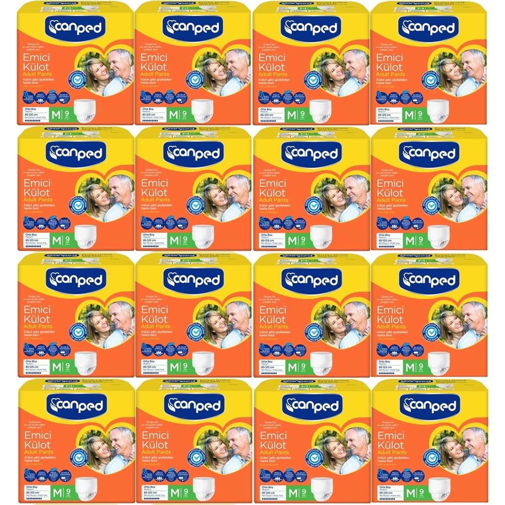 Canped Emici Külot Yetişkin Bezi M - Orta 144 Adet (16PK*9)