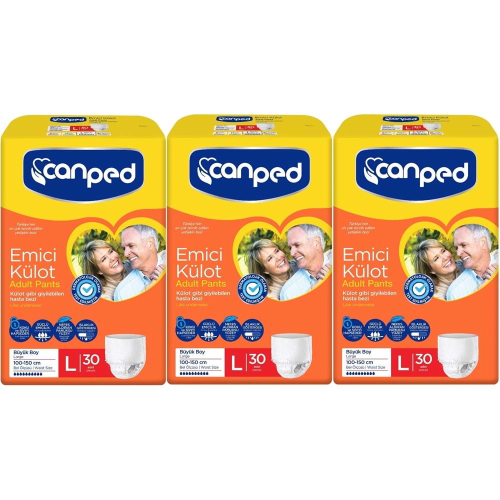 Canped Emici Külot Yetişkin Bezi L - Large - Büyük 90 Adet Büyük (3PK*30)
